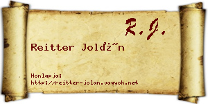 Reitter Jolán névjegykártya